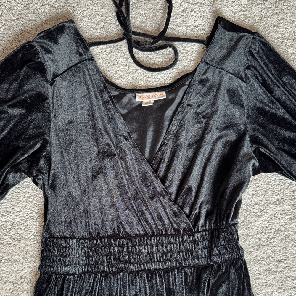 Knox Rose Black Velvet Maxi Dress Medium - Picture 5 of 7